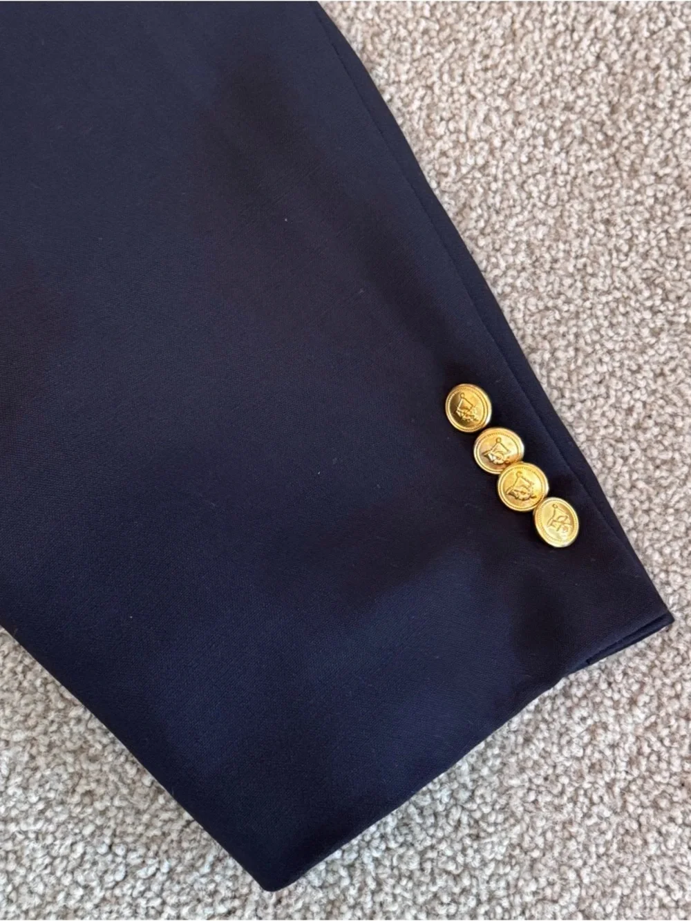 VTG Palm Beach Sport Coat Navy Blue Blazer Jacket Wool Gold Button USA Men’s 52L